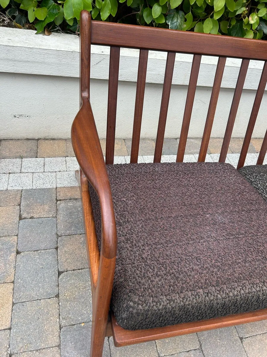 Mid century solid teak 3 seater sofa retro vintage - Image 4