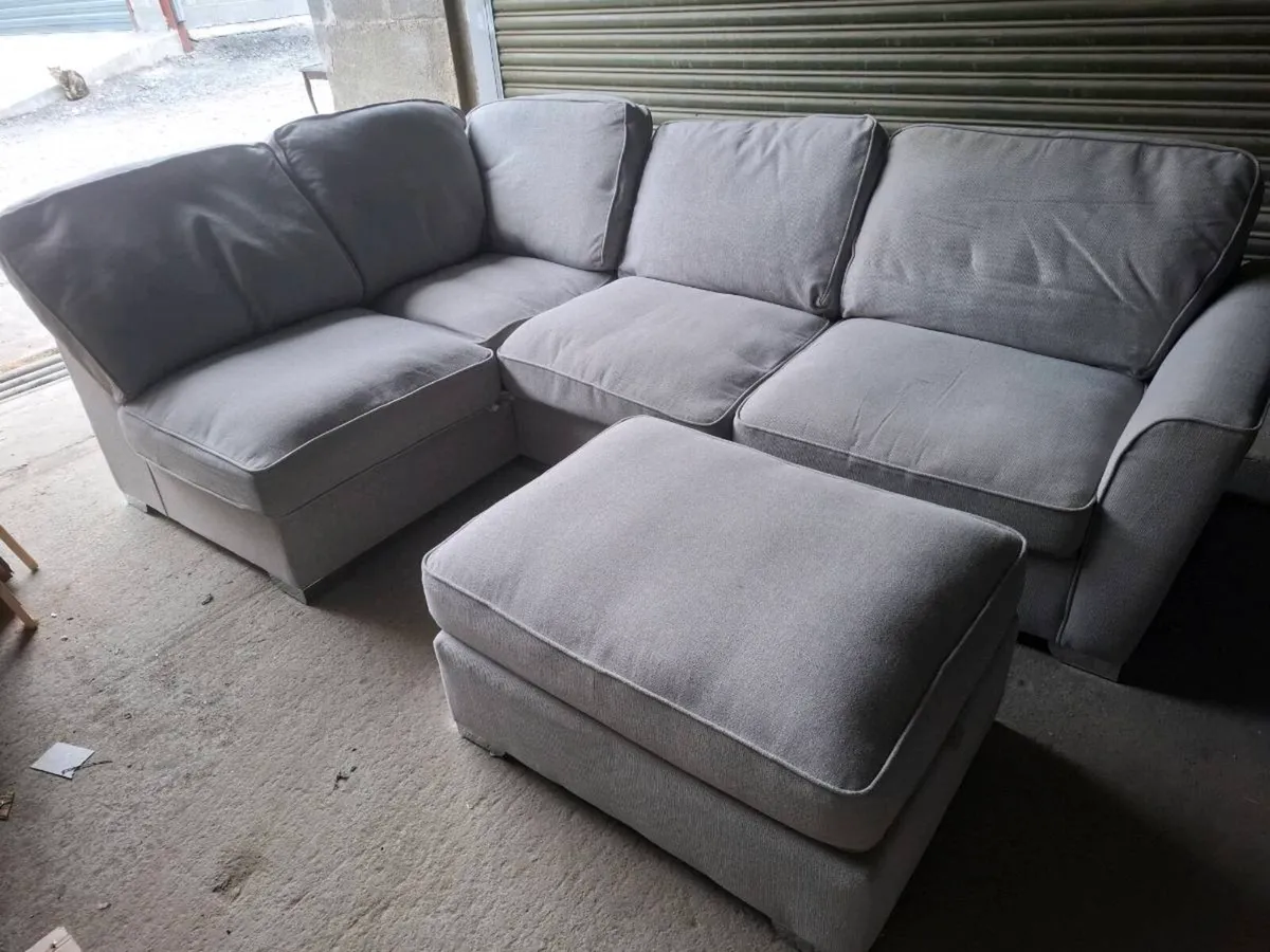 Large Grey Corner Sofa with Footstool (DELIVERY) - Image 1