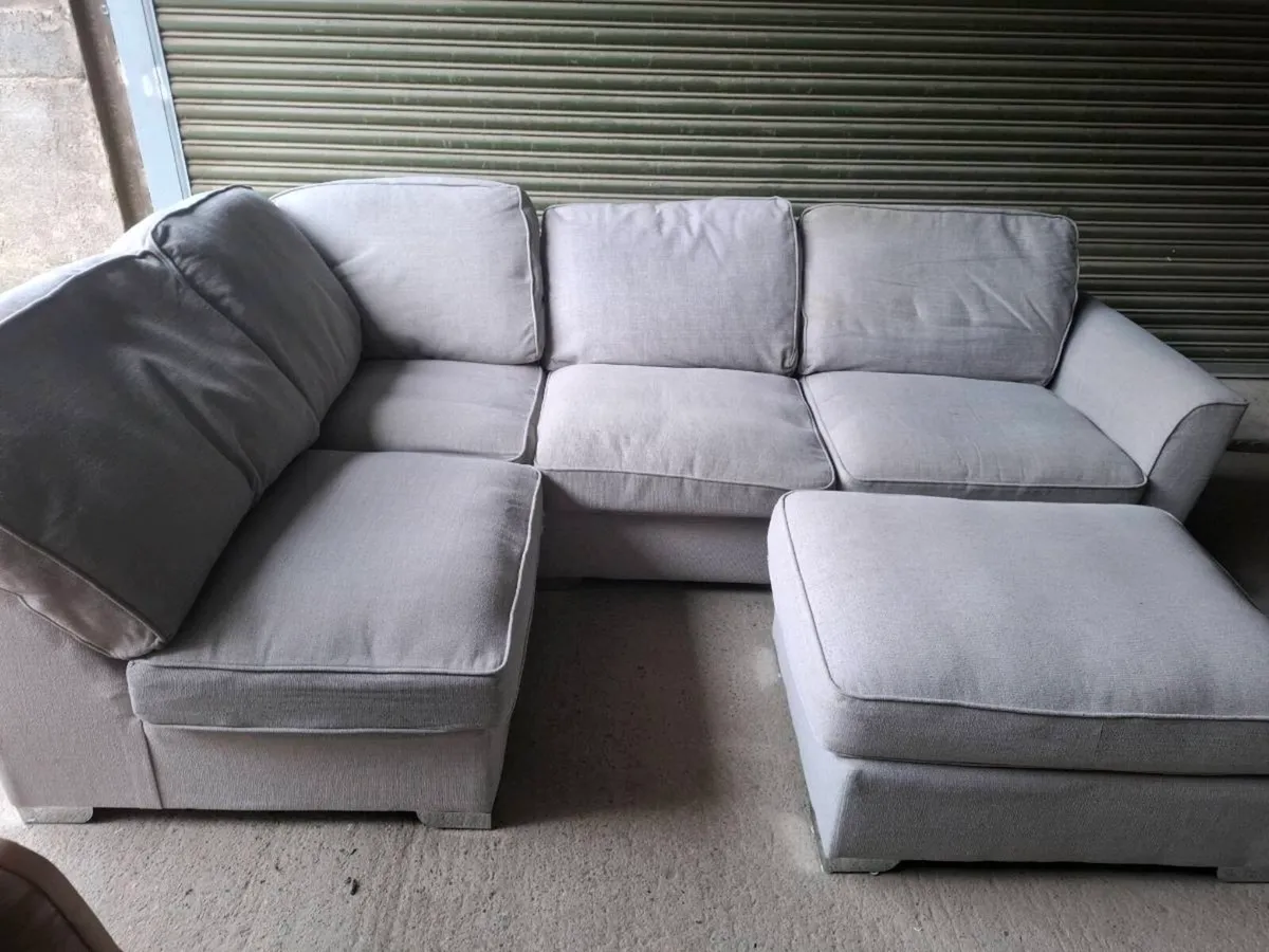Large Grey Corner Sofa with Footstool (DELIVERY) - Image 2