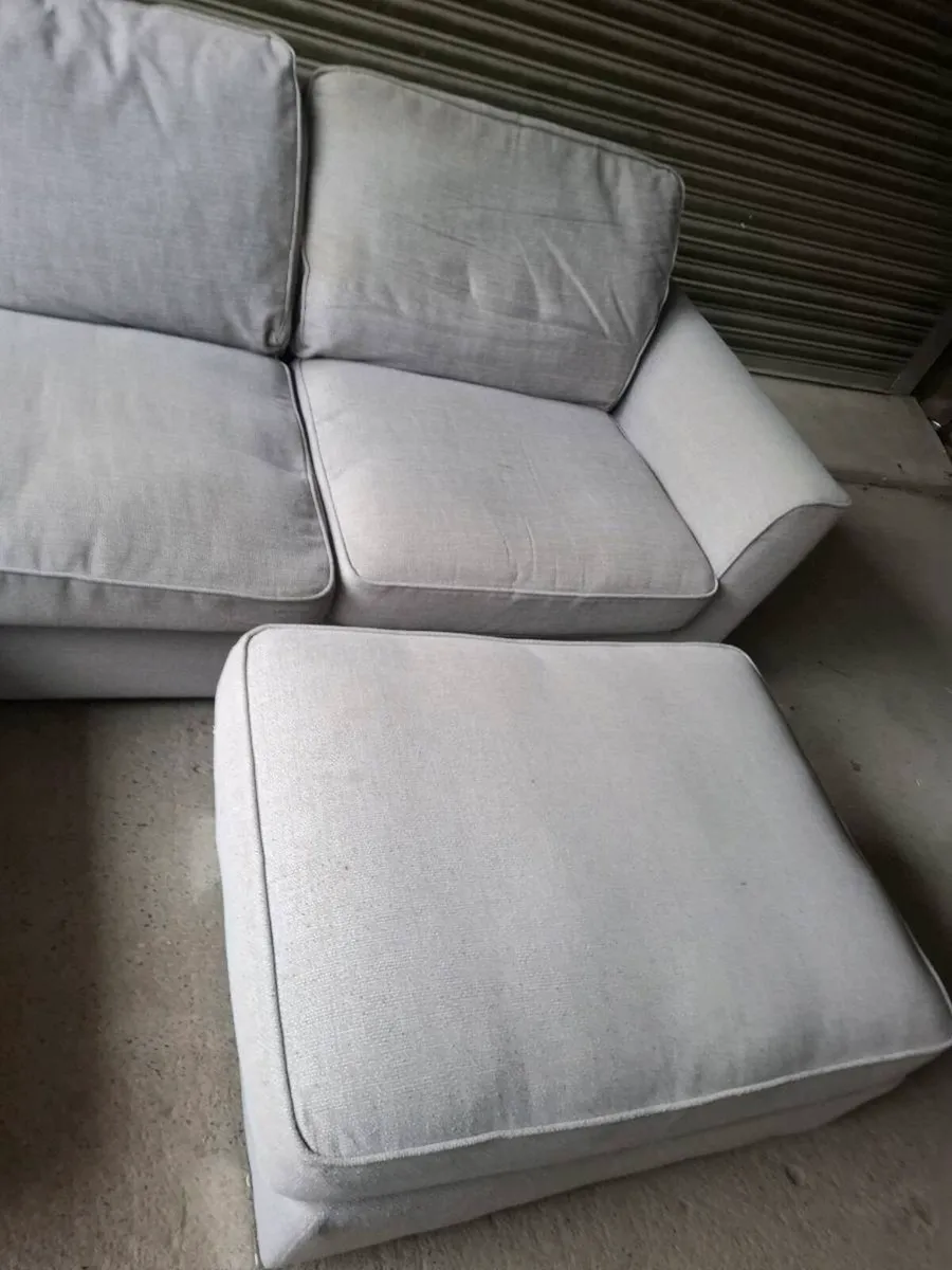 Large Grey Corner Sofa with Footstool (DELIVERY) - Image 3