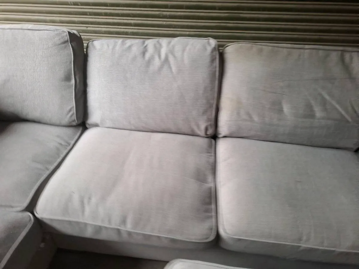 Large Grey Corner Sofa with Footstool (DELIVERY) - Image 4