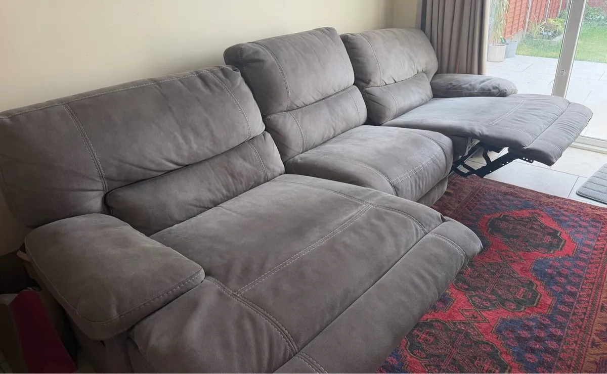 EZ Living Baxter Taupe Fabric Reclining Sofa - Image 2