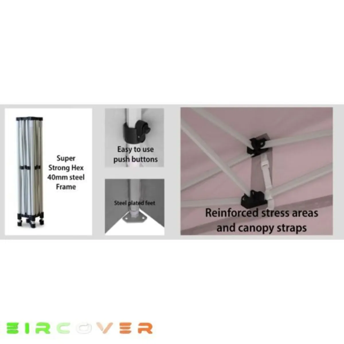 Market Stall Pop Up Gazebo Steel 40mm Hex 3m x 3m - Image 3