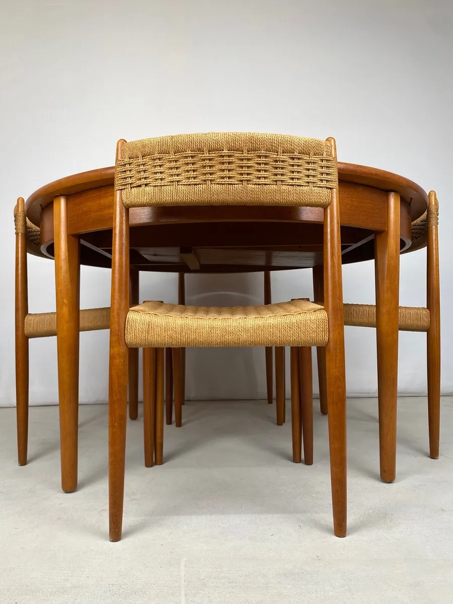 Mid Century Danish Teak Table & Chairs - Image 1