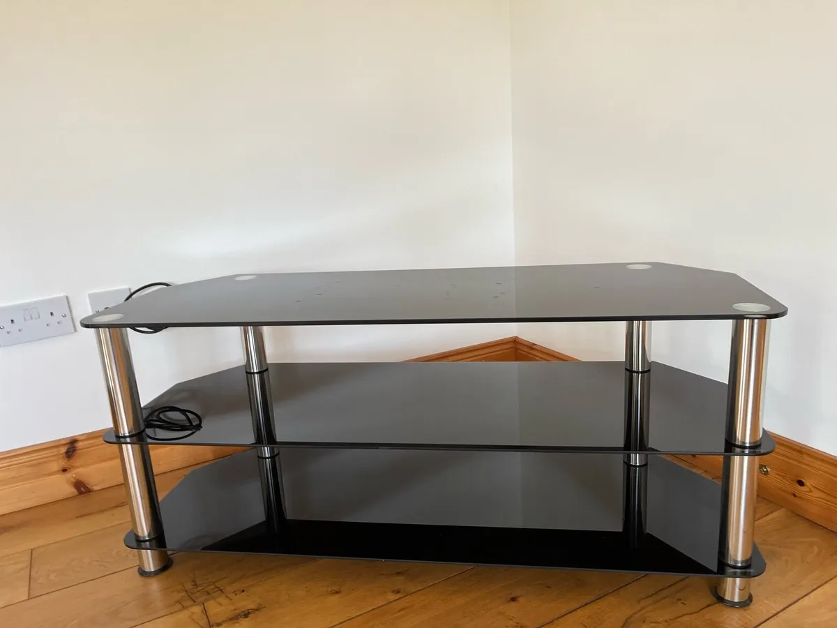 Black glass & chrome TV stand - Image 1