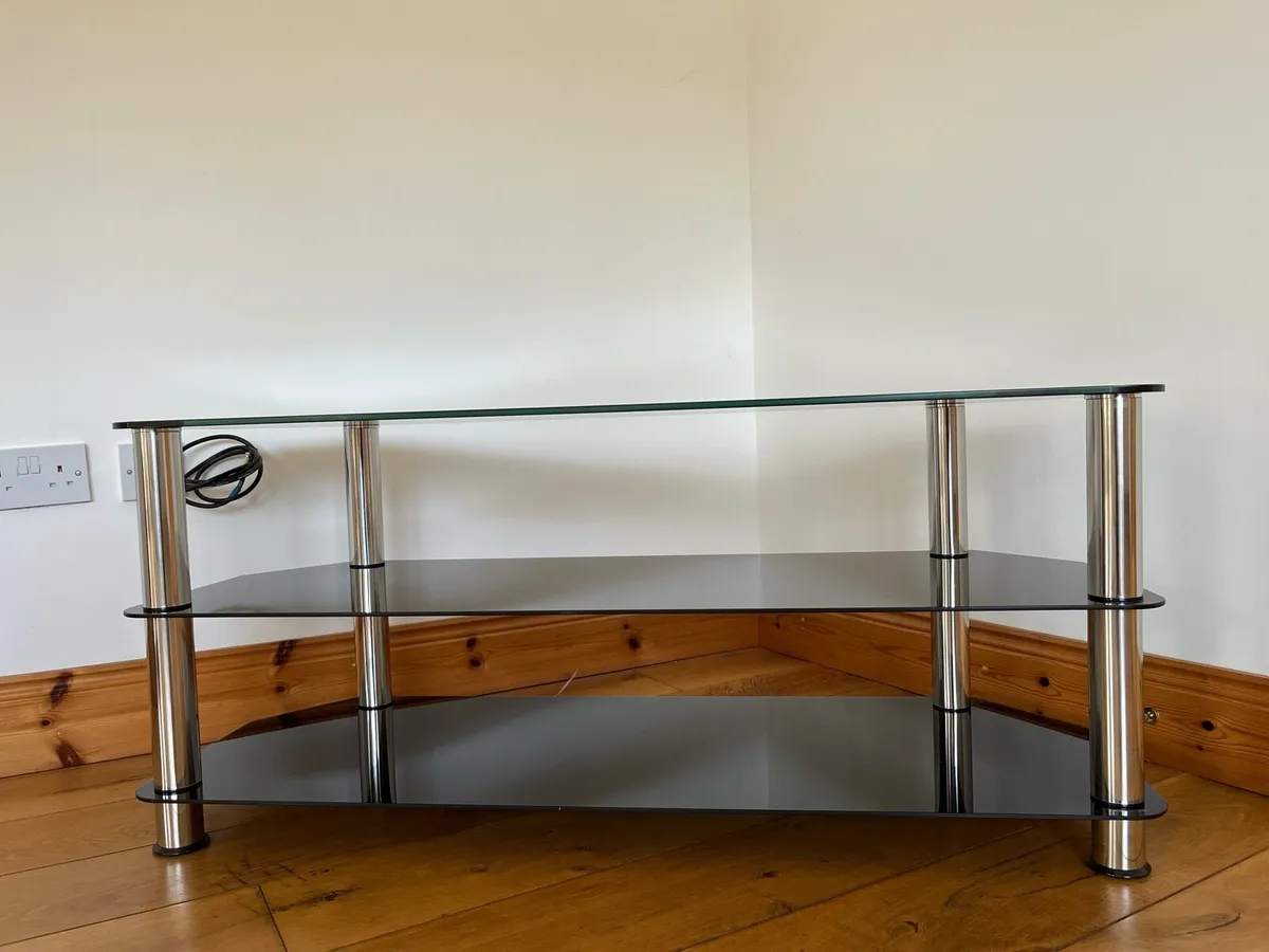 Black glass & chrome TV stand - Image 2