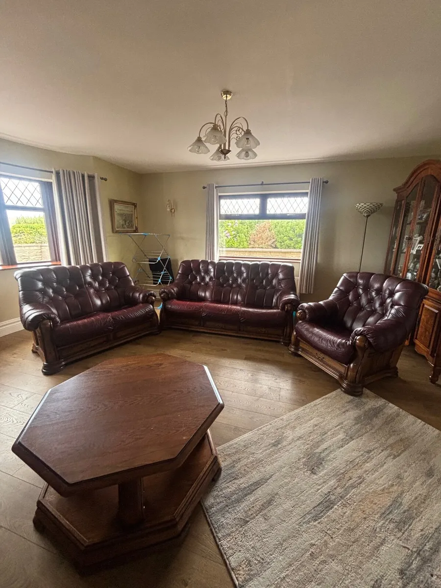 3-Piece Genuine Leather Sofa Suite - Image 1