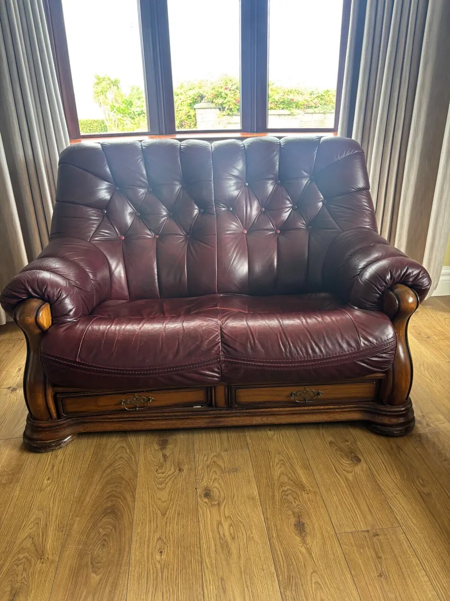 3-Piece Genuine Leather Sofa Suite - Image 4