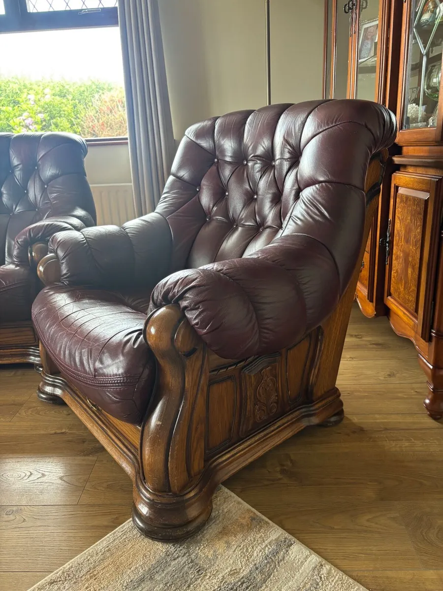 3-Piece Genuine Leather Sofa Suite - Image 3