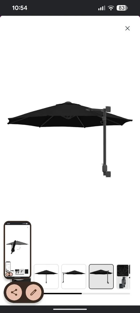 Brand New vidaXL Wall-Mounted Parasol 248 x 248 cm - Image 1