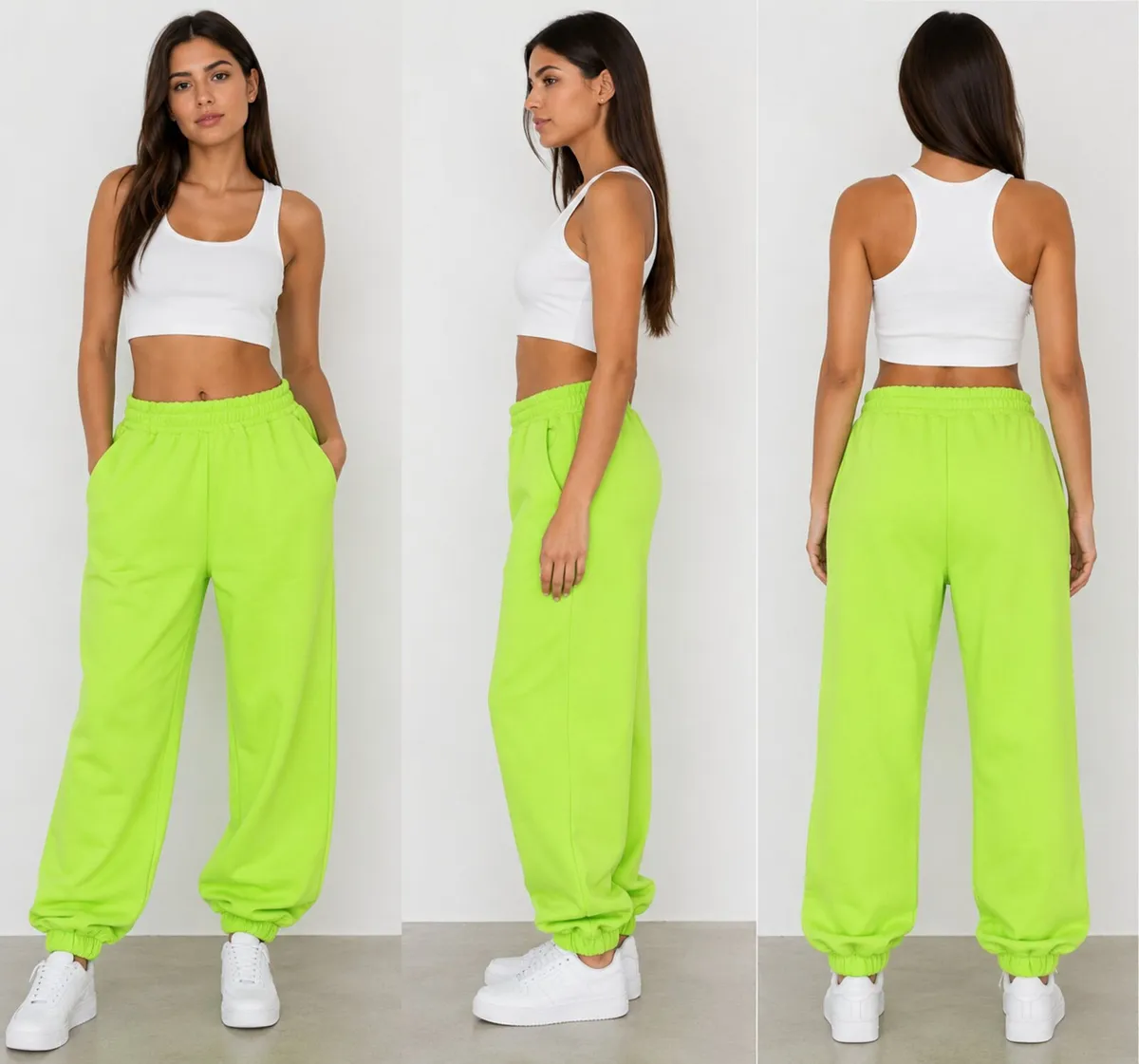 Neon Lime Jogger Pants – Elastic Waist - Image 1