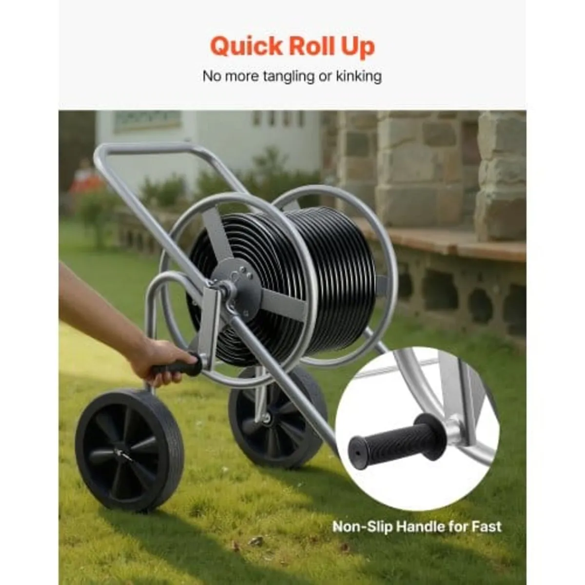 Water Hose Reel Cart, 6096/9144 cm High-Pressure G - Image 2