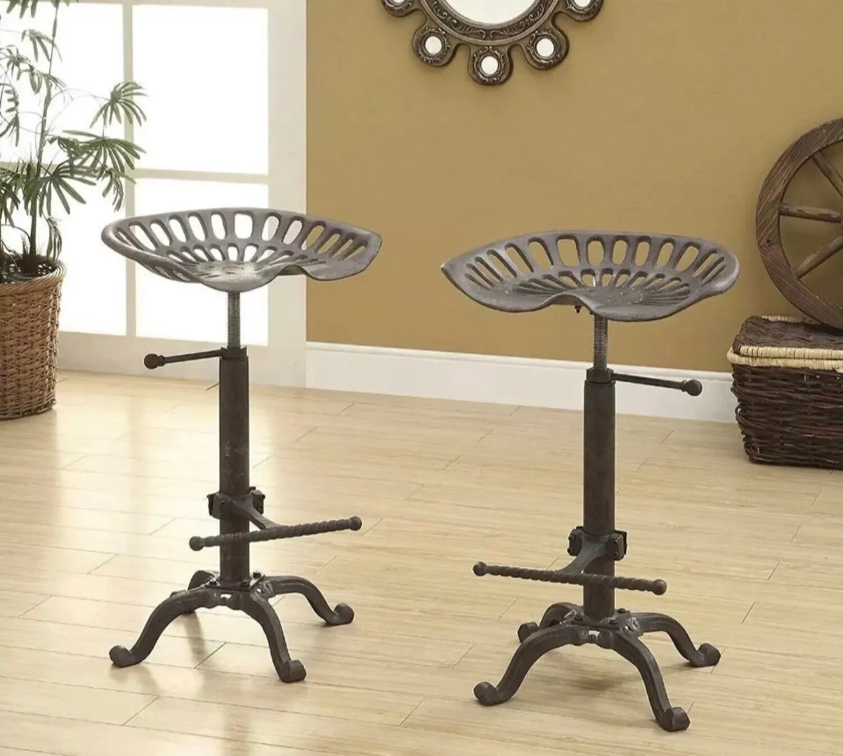 2x Cast Iron Tractor Kitchen Bar Stools NEW - Image 1