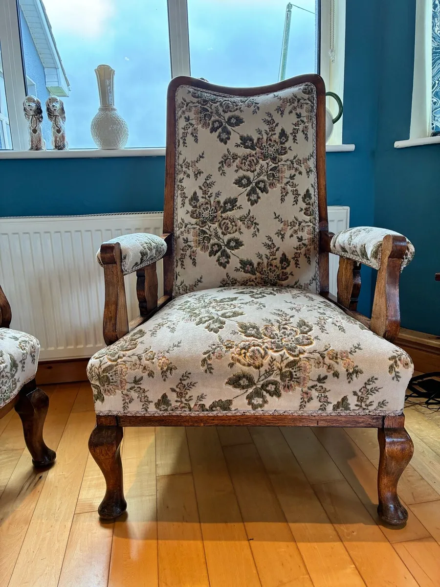 Reupholstered Vintage Chaise Lounge & 2 Chairs - Image 3
