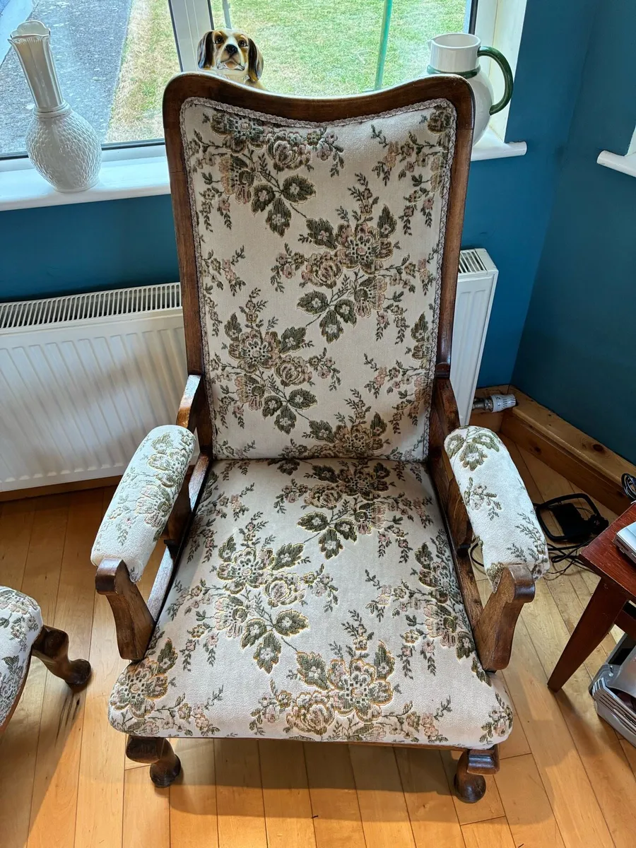 Reupholstered Vintage Chaise Lounge & 2 Chairs - Image 4