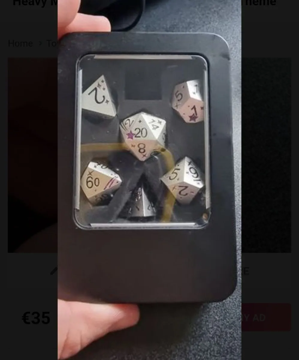 Heavy metal 6 piece Dungeons & Dragons dice set - Image 1