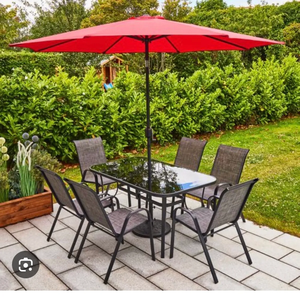 Black large rectangular ( glass) outdoor table - Image 1