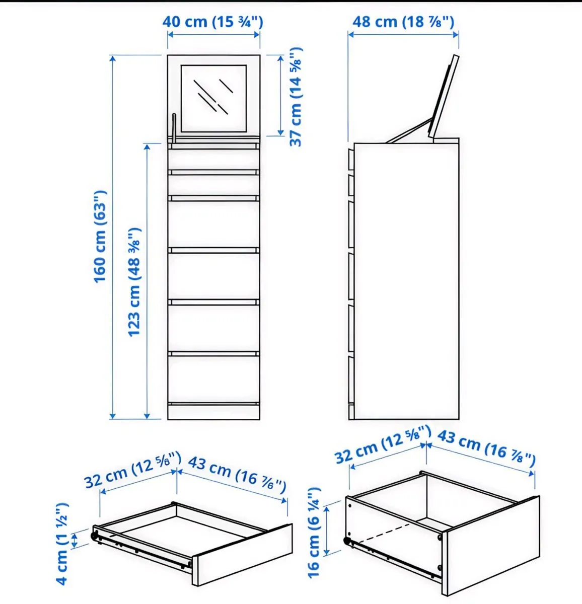 Tall Vanity Chest of Drawers with Mirror - Image 4