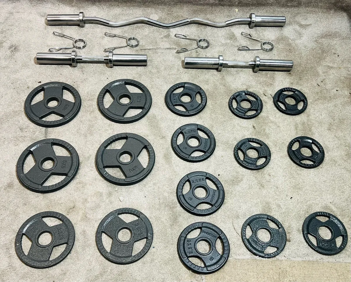 OLYMPIC DUMBBELLS CURL BAR WEIGHTS SET - Image 2