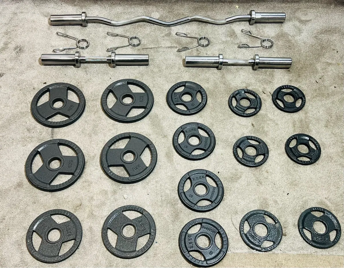 OLYMPIC DUMBBELLS CURL BAR WEIGHTS SET - Image 3