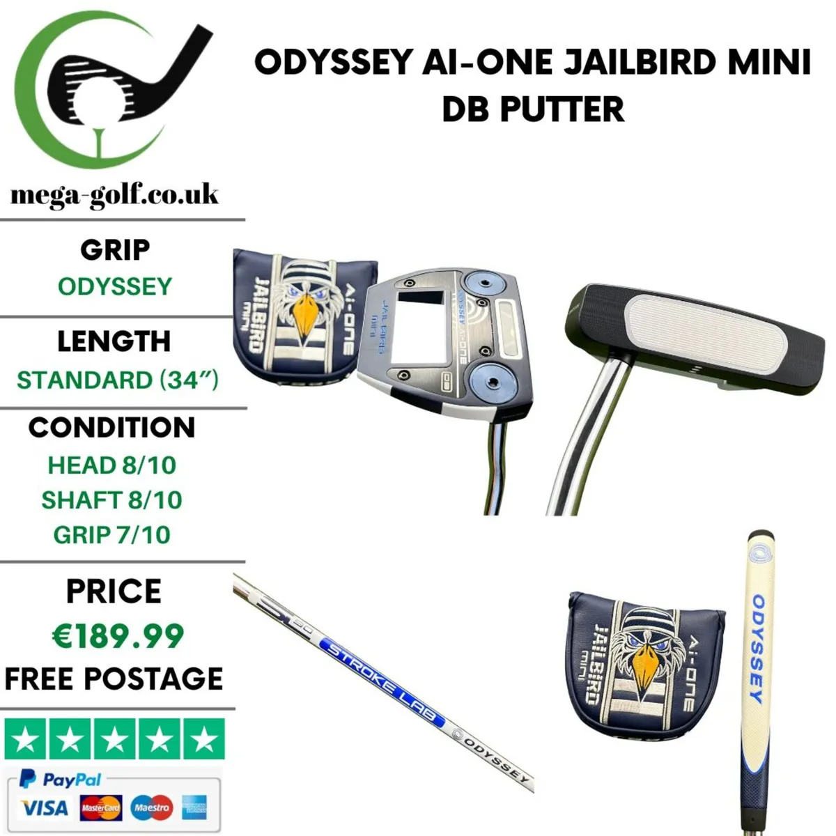 Odyssey Ai-One Jailbird Mini DB Putter / 34'' - Image 1