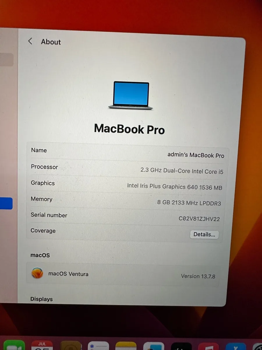 MacBook Pro 13” 2.3Ghz 2017 A1708 - Image 3