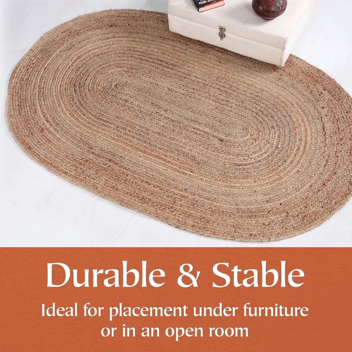 Jute Area Rug 100% Natural Fibre Hand Woven - Image 4