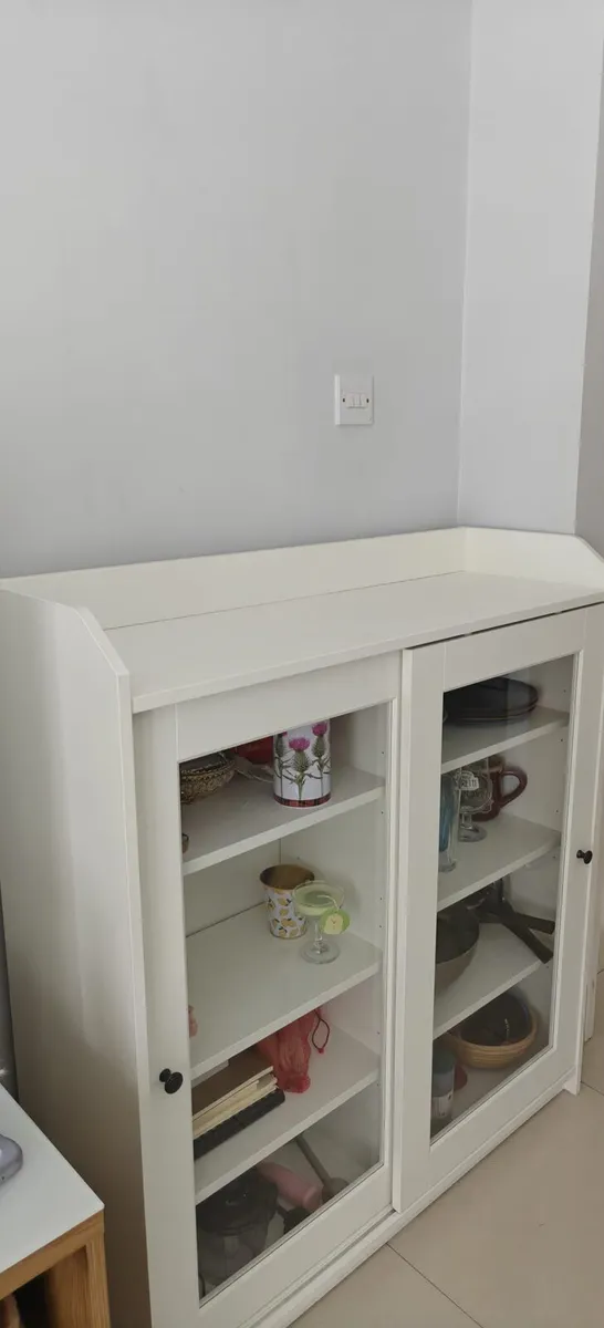 White Glass-Door Storage Cabinet + Handmade Star L - Image 3