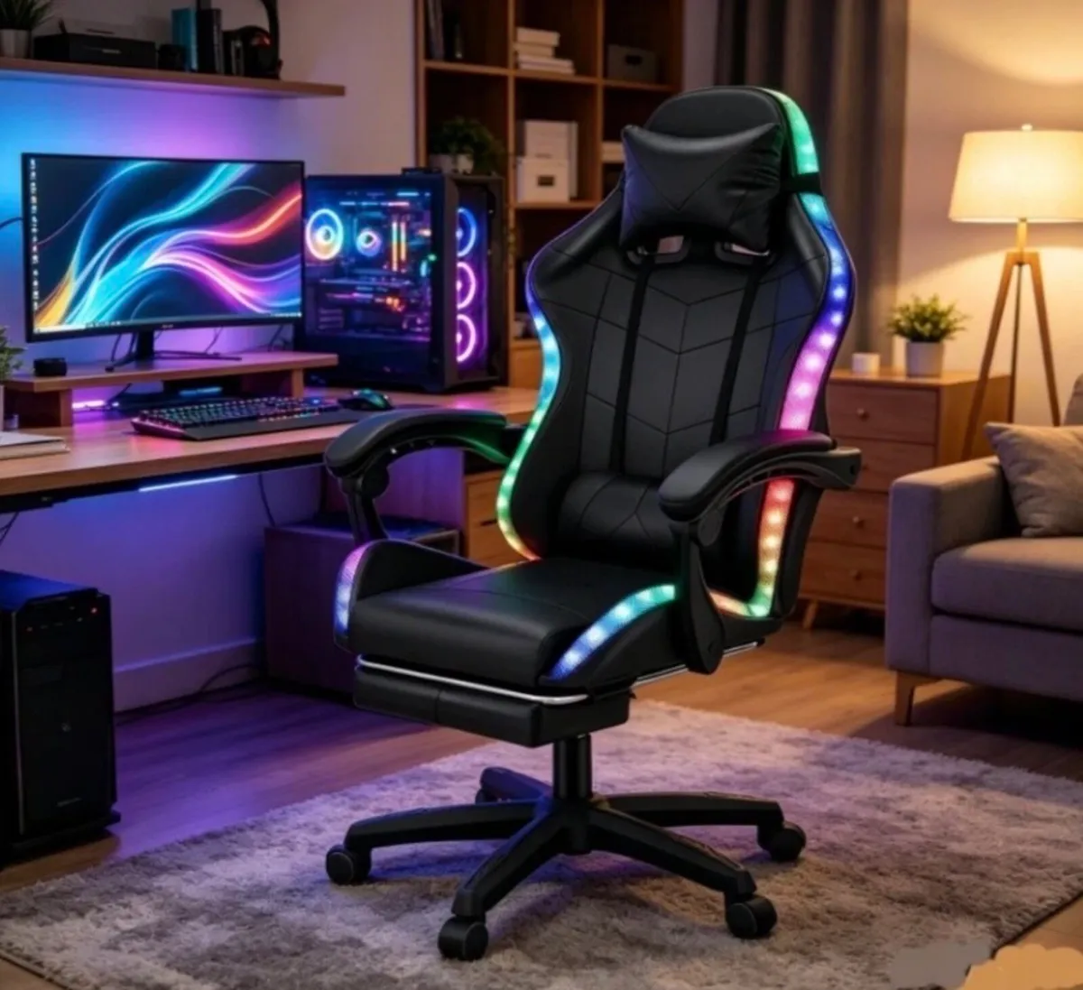 Gaming Chair with Footrest &Bluetooth Speakers NEW - Image 1