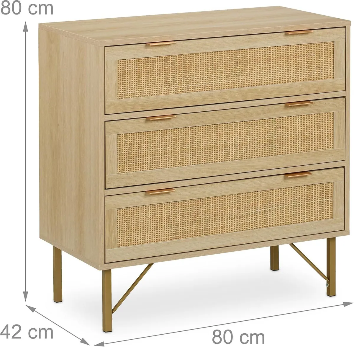 Chest of Drawers Bedroom Dresser Rattan Look - Image 3