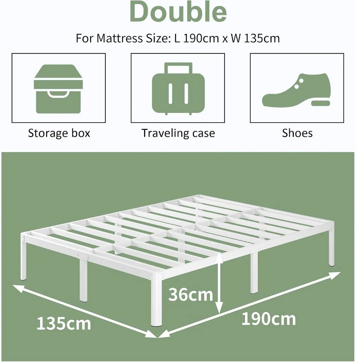 Metal Bed with Round Legs 36CM Height - Image 2
