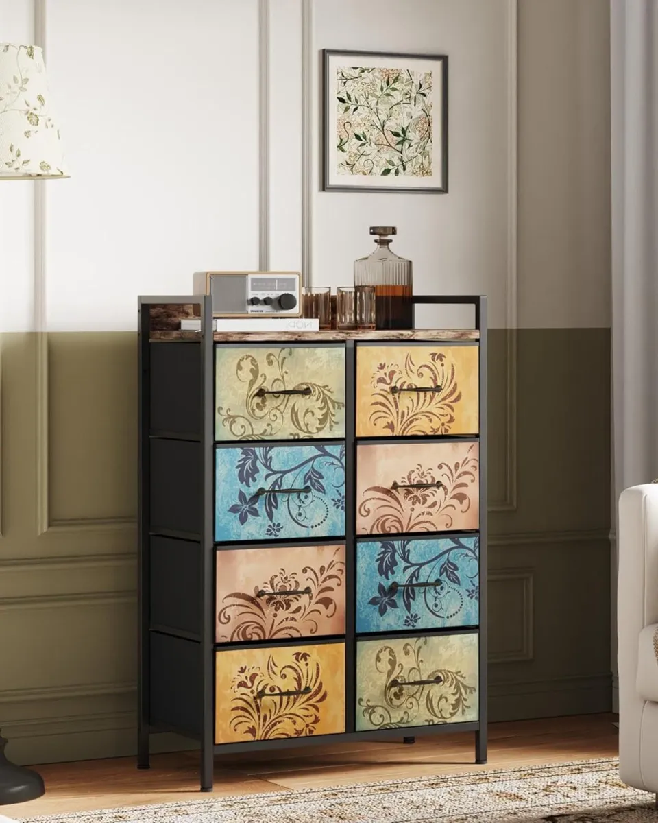 Chest of Drawers Bedroom 8 Fabric Retro Floral - Image 2