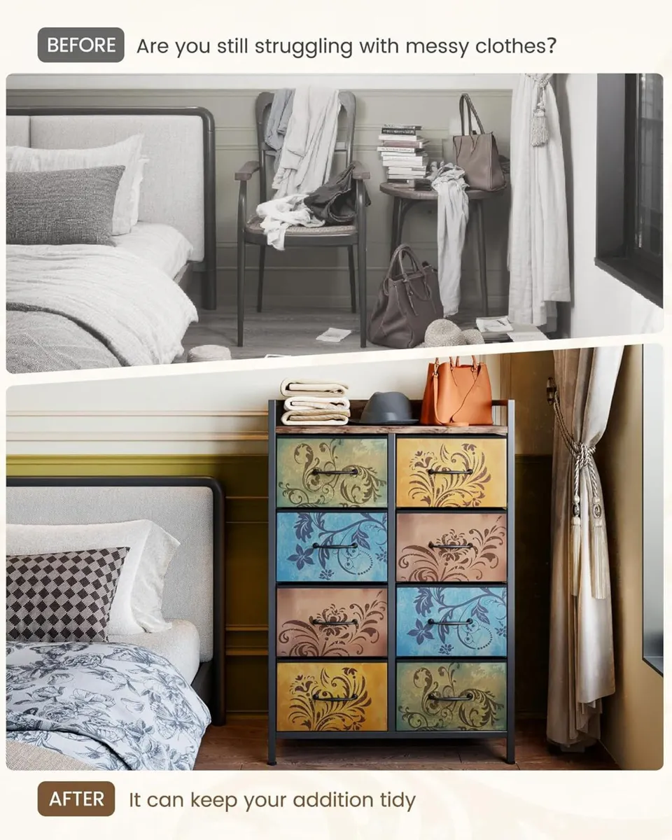 Chest of Drawers Bedroom 8 Fabric Retro Floral - Image 4