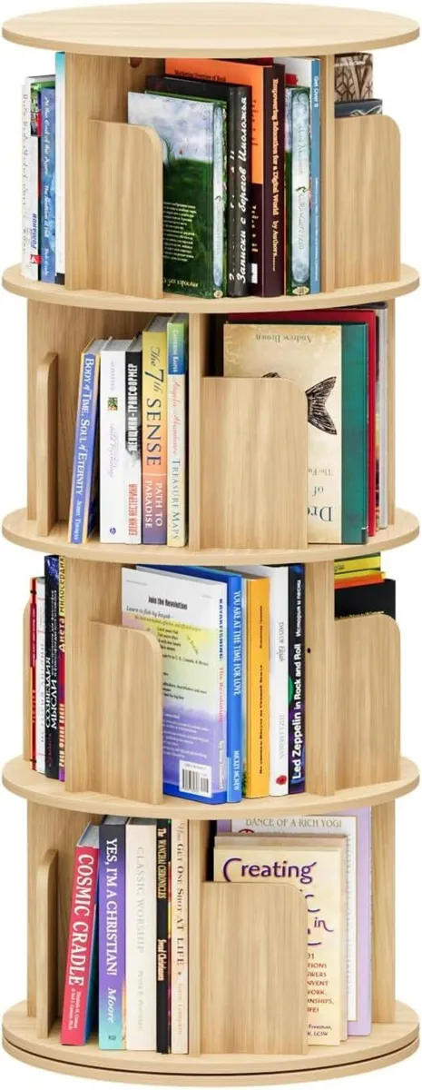 4 Tier Rotating Bookshelf 360 Display Spinning - Image 1
