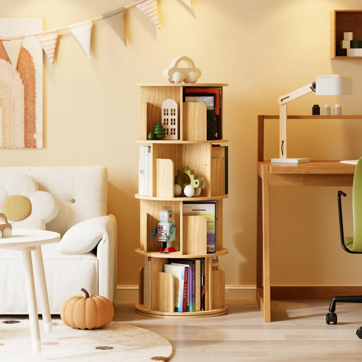 4 Tier Rotating Bookshelf 360 Display Spinning - Image 2