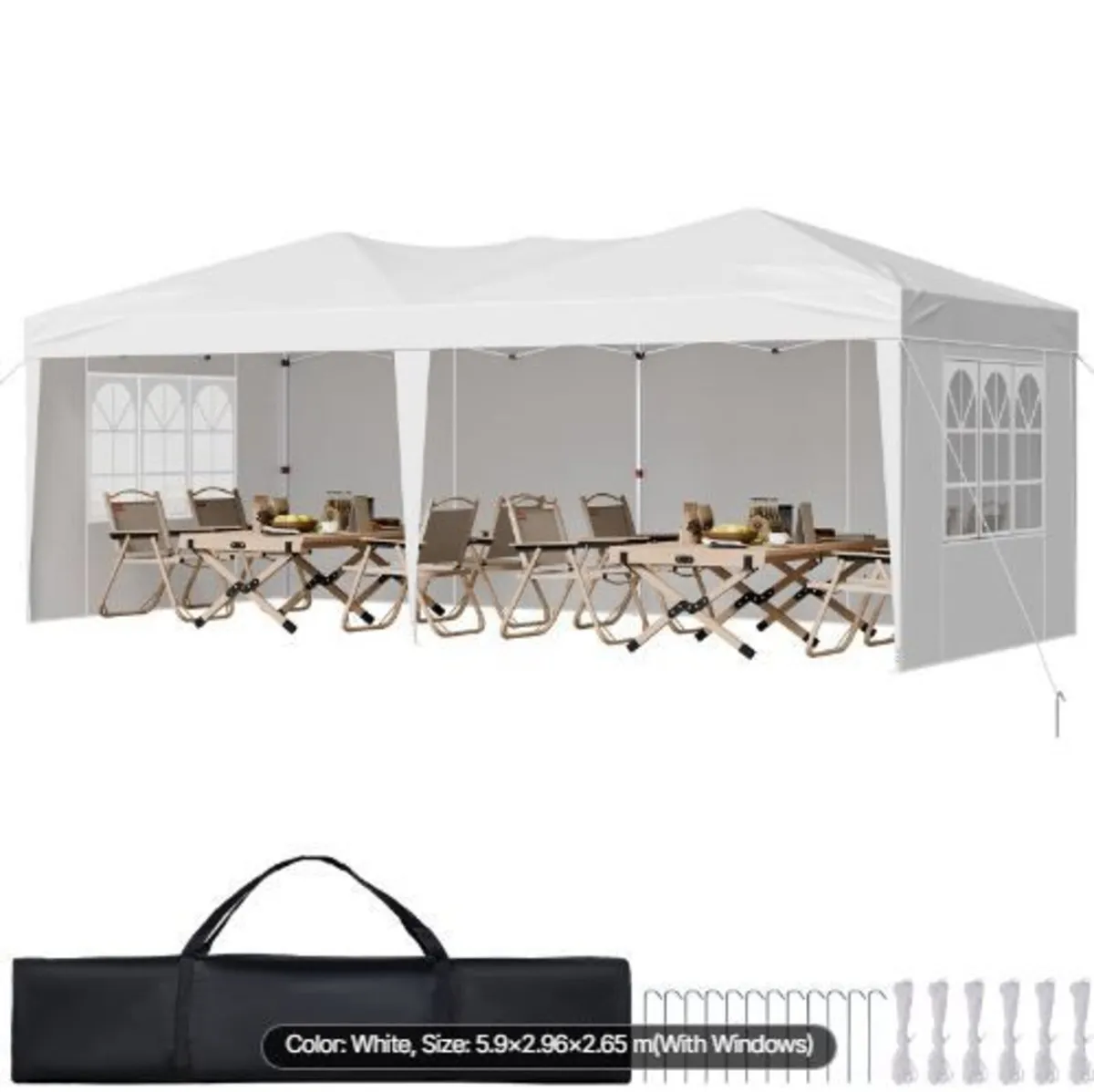 op Up Canopy, 5.9 x 2.96 m Instant Canopy Portable - Image 3