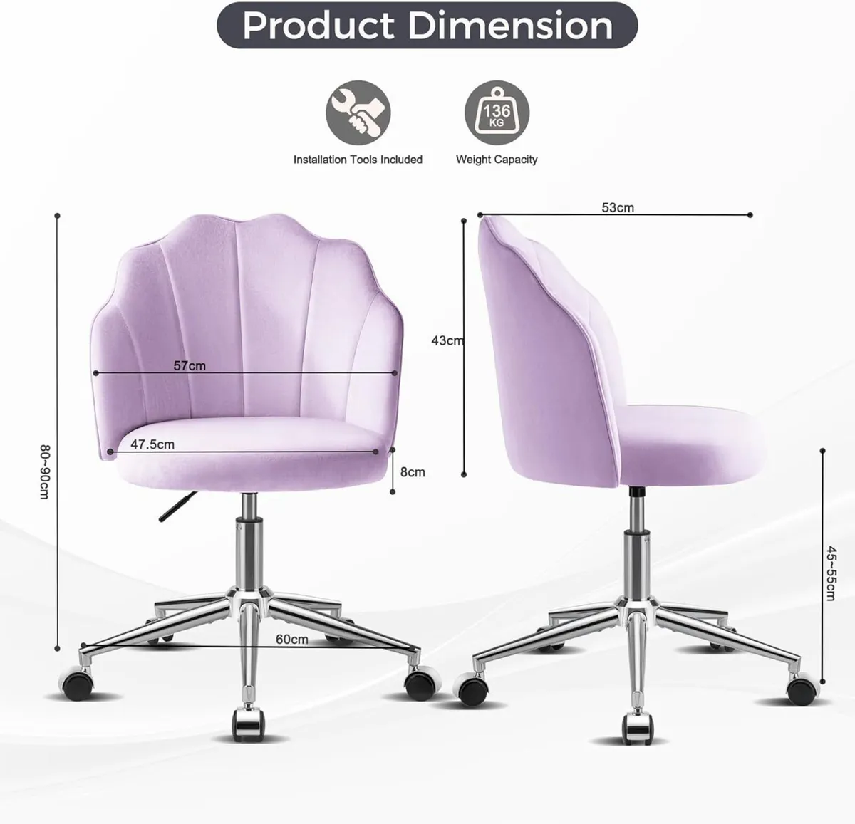 Vanity Chair for Dressing Table with Wheels Comfy - Image 3