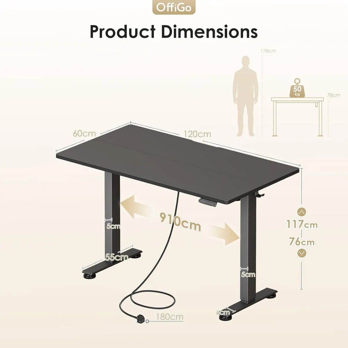 Desk Height Adjustable with 2 Memory Presets - Image 3