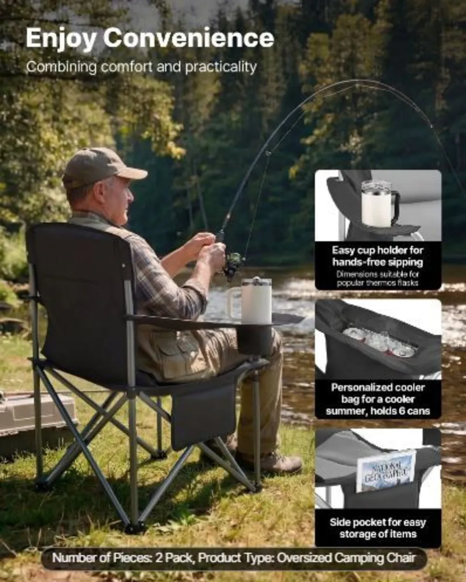 Oversized Camping Chairs, 204 kg Heavy - Image 2