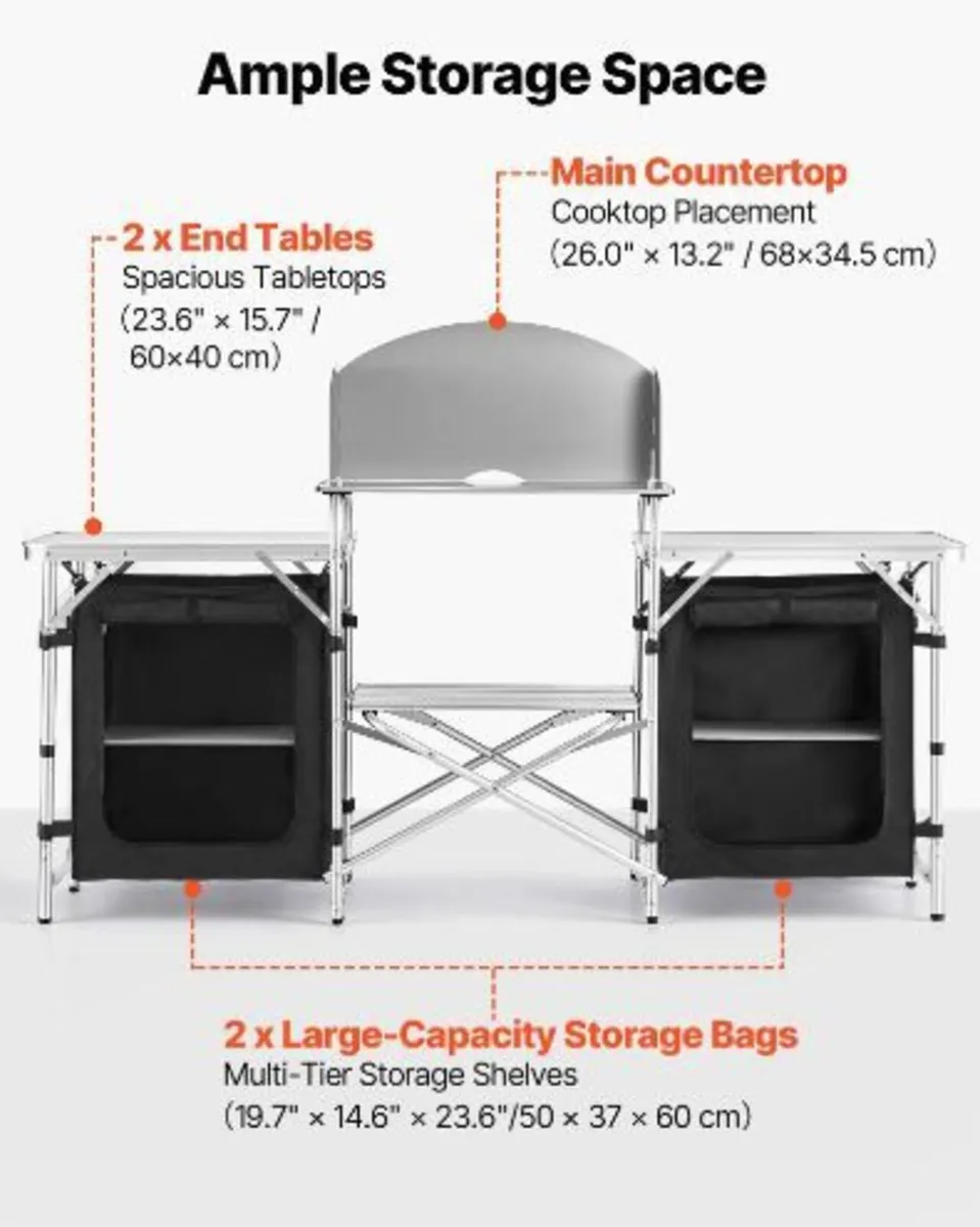 Folding Camping Table, Outdoor Portable Aluminum - Image 2