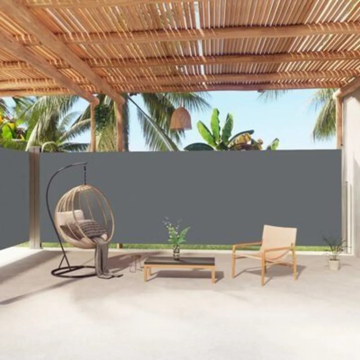 Retractable Side Awning Anthracite 200x1000 privac - Image 1