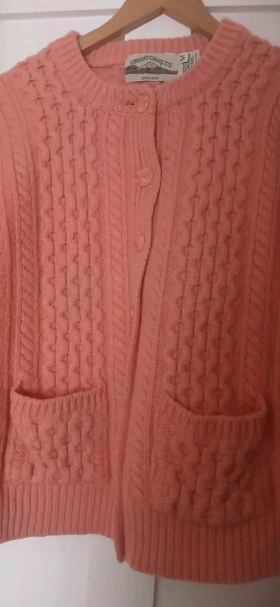 Aran Crafts Rose Pink Cardigan - Image 3
