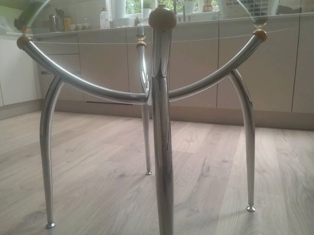 Modern Glass Dining Table and 4 Chairs Set – 108cm - Image 4