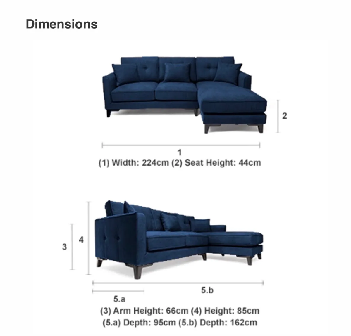 Navy Velvet Corner Group RH facing Chaise - Image 1