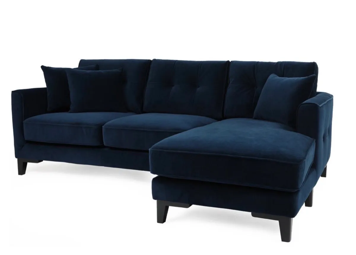 Navy Velvet Corner Group RH facing Chaise - Image 2