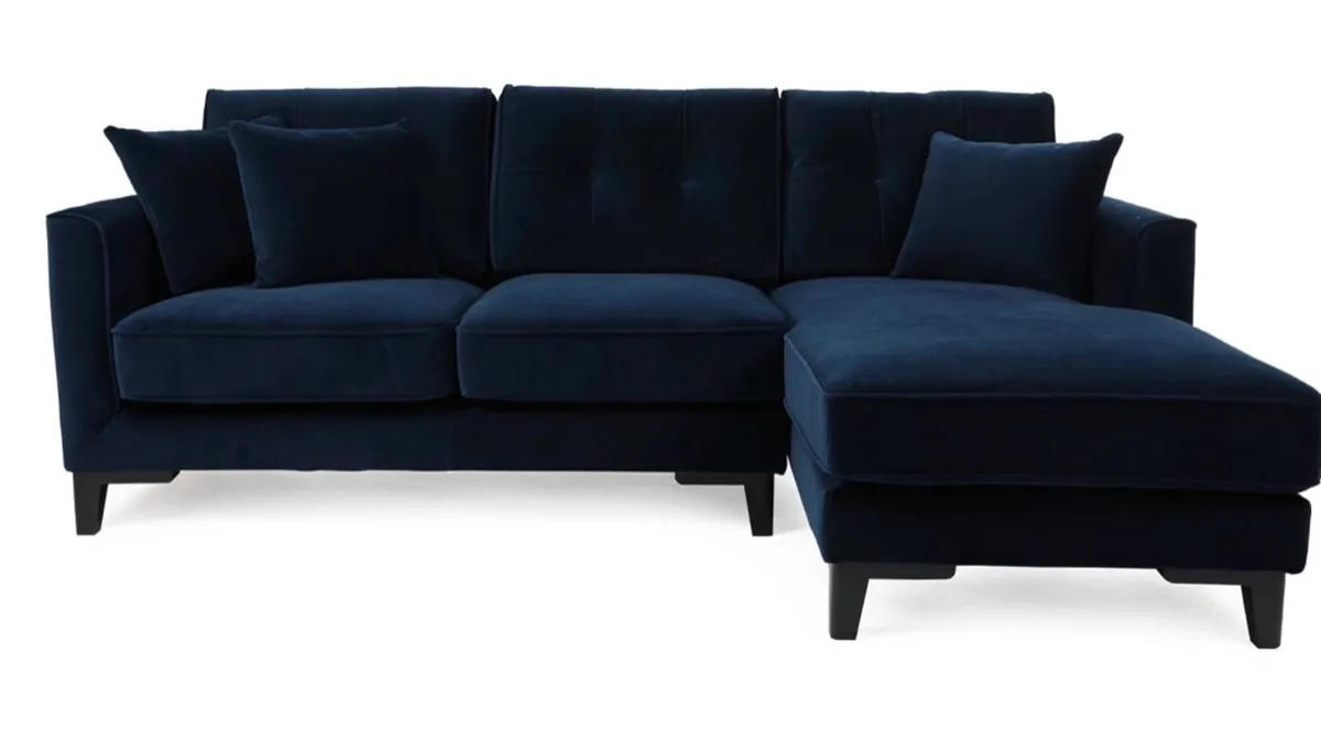 Navy Velvet Corner Group RH facing Chaise - Image 3