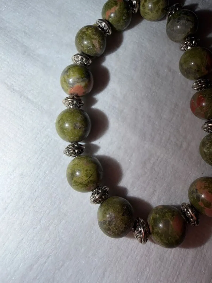 Unakite Crystal Jewellery Set Necklace, Bracelet & Earrings - Image 3