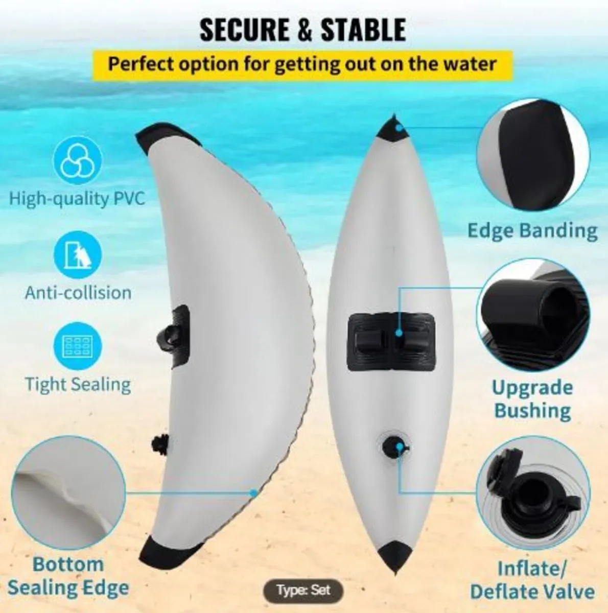 Kayak Outrigger Stabilizer, 2 PCS, PVC Inflatable - Image 2