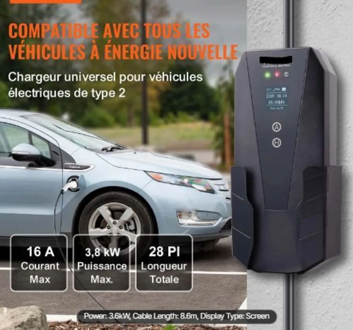 Portable EV Charger Type 2, 16A 3.7 kW - Image 2