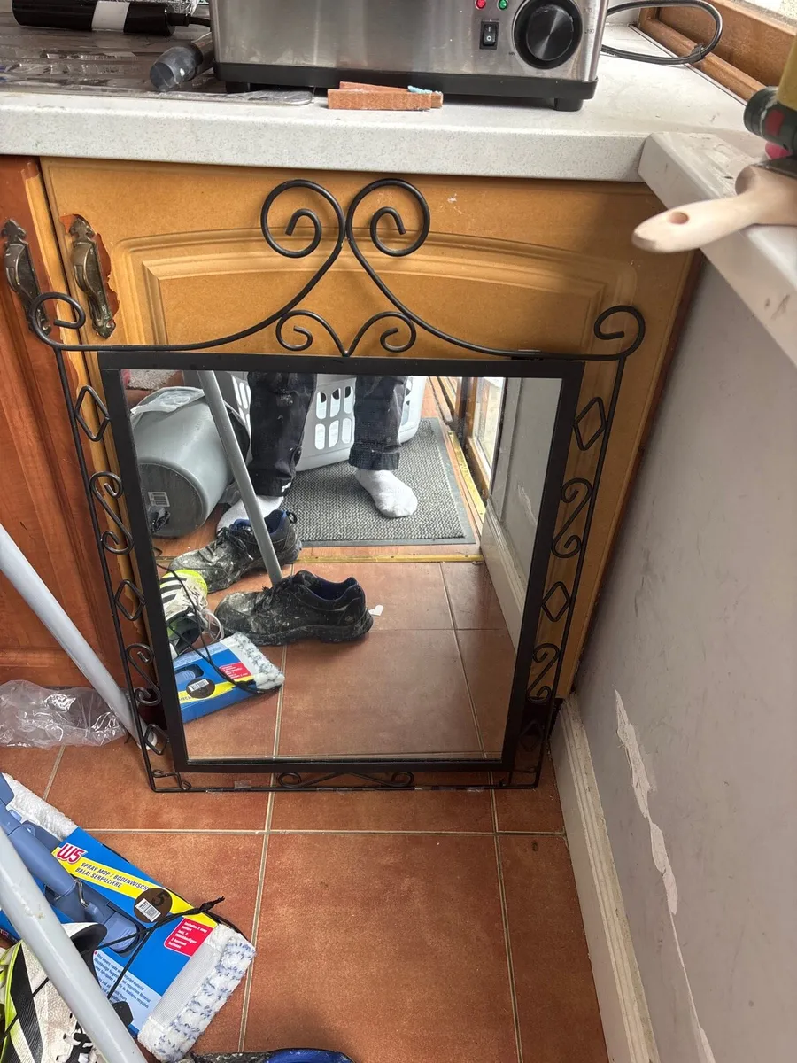Beautiful Black Wrought iron wall mirror- vintage